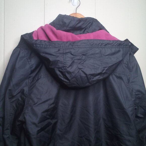 Attention Coat Jacket XL Women Hood Pockets Zipper Snap Black - Picture 3 of 14